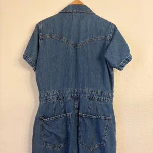 We The Free People Marla Trouser Coveralls Denim Jumpsuit M Utility Western Blue thumbnail 9
