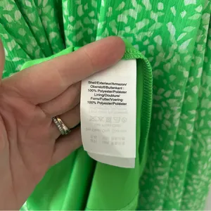 DKNY Lime Green White Chiffon Sleeveless Faux Wrap V Neck Fit & Flare Midi Dress thumbnail 8