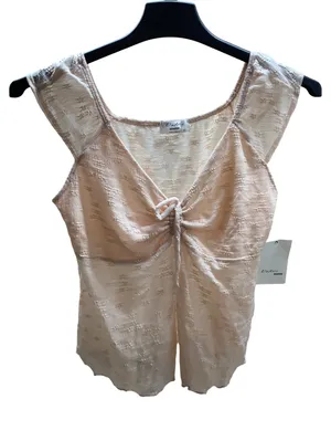 Electric Behaviour Size XL Women's Peach Lace-Textured Top. New thumbnail 1