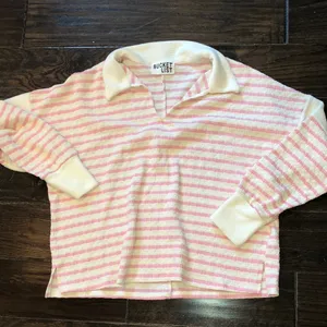 Bucket List pink striped top size medium oversized thumbnail 2
