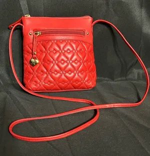 Stone Mountain Red Quilted Crossbody Bag with Heart Charm thumbnail 1