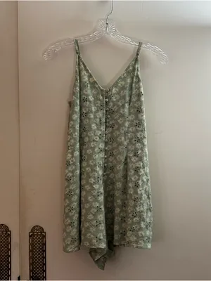 American eagle AE Light green mint Floral Eyelet Romper NWOT size small thumbnail 8