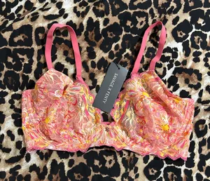 Savage X Fenty Pink & Yellow Floral Lace Underwire Bra thumbnail 1