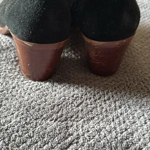Madewell 1937 Black Suede Lace Up Stacked Block Heel Ankle Booties‎ 6.5 thumbnail 5