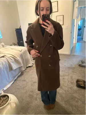 Topshop Brown Pea Coat Double Breasted Size 2 thumbnail 10