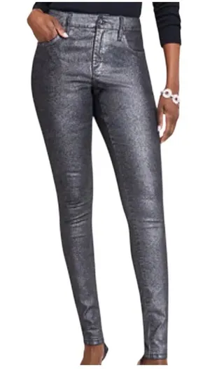 The Limited Metallic Coated Legging Jean Black Silver Skinny‎ Pants Womens 4 thumbnail 1