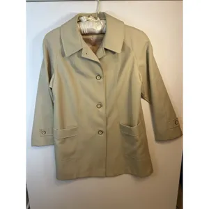 Vintage Beige Button Front Car Coat Women’s Classic Tailored Jacket With Pockets thumbnail 4