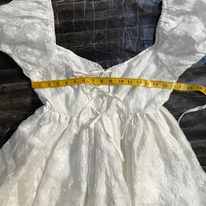 Mable White Floral Poofy Mini Dress Front Tie Puff Sleeves Coquette Y2k thumbnail 6