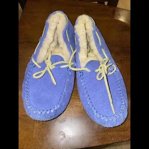 UGG DAKOTA SUEDE/ SHEEPWOOL MOCCASIN‎ SLIPPERS, WOMEN US 4 Blue thumbnail 5