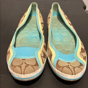 Coach Women's Brown and Teal Flats thumbnail 1