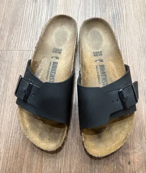 Birkenstock Madrid Black Birko-Flor Slide Sandals Womens 39 L8 M6 Regular Width thumbnail 1