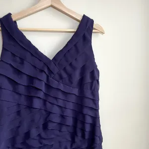 Adrianna Papell ruffle‎ purple midi dress mother of the bride women's 12 formal thumbnail 2