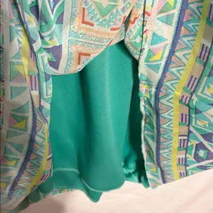 Espresso Teal and Coral Geometric Knee Length Y2K Women’s Dress thumbnail 3