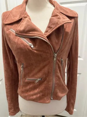 VICI Collection Market Faux Suede Moto Jacket - Dusty Rose Size M thumbnail 2