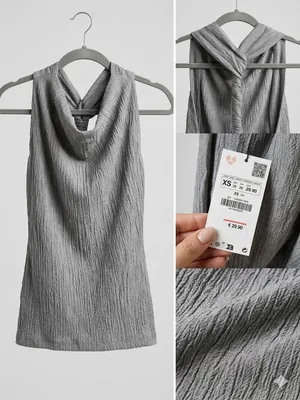 Zara Metallic Silver Textured Draped Top thumbnail 3