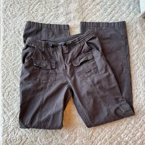 Brandy Melville Y2K Kim Cargo Pants Womens OS Brown Front Seam Utility Wide Leg thumbnail 2