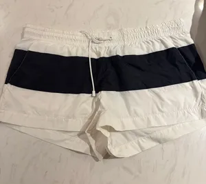 J.Crew White Swim/Active Shorts with Black Stripe thumbnail 1