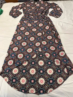 Fraiche by J Nadia Faux Wrap Boho Printed Long Sleeve Midi Dress - NWT - Size S thumbnail 5