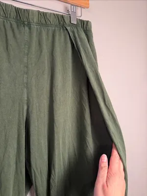 Daily Practice Anthropologie Green 100% Cotton Pants Size Medium thumbnail 3