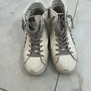 Golden Goose White Slide Silver Metallic Leather Star Flash High Top Sneakers thumbnail 3