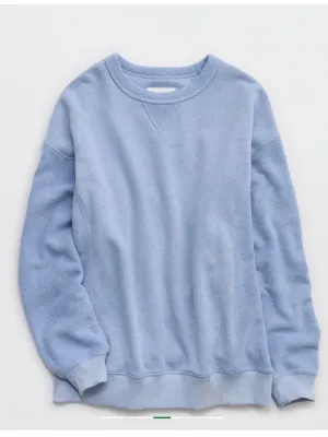 Aerie Très Chic Chenille Oversized Sweatshirt Mixed Media Blue Plus Size XXL NWT thumbnail 1