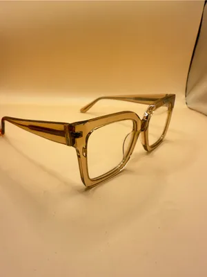 glam Women's Clear Beige Square Glasses thumbnail 3
