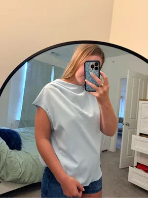 SHEIN Light Blue Draped Cap-Sleeve Camisole thumbnail 2