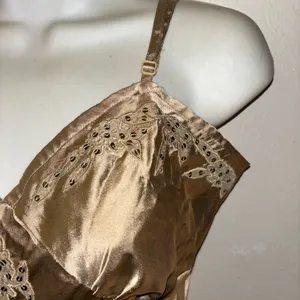 NEWPORT NEWS Gold satin long beaded sequins Slip nightgown lingerie NWTS size 6 thumbnail 6