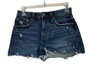Abercrombie Mom Short‎ Mid Rise Curve Love Size 24 Distressed Denim Shorts thumbnail 1