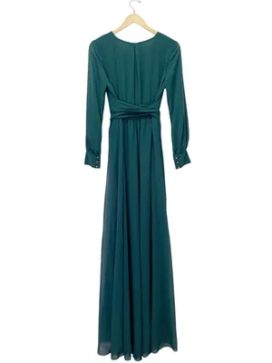 NWT Baltic Born Lydia Emerald Chiffon Maxi Dress Size Medium Long Sleeve Gown thumbnail 3