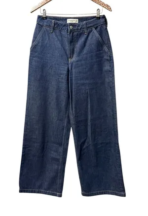 Abercrombie & Fitch High Rise Wide Leg Denim Jeans Blue Curve Love 27 LONG TALL thumbnail 1