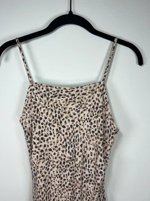 Abercrombie & Fitch Leopard Print Mini Slip Dress Brown Tan Lined Adjustable XS thumbnail 3