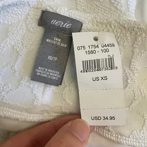 Aerie NWT High-Waisted‎ Floral Bikini Bottoms Womens Size XS White thumbnail 2