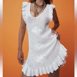 FP Beach Free People Ruffle Knit Mini Dress Woman’s Size X-Large thumbnail 2