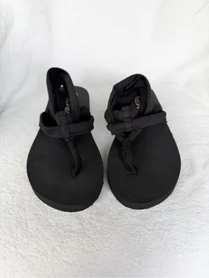 Skechers Womens Size 7 Black Meditation Studio Kicks Yoga Foam Sandals thumbnail 3