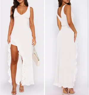 Amazon White ruffle dress thumbnail 2