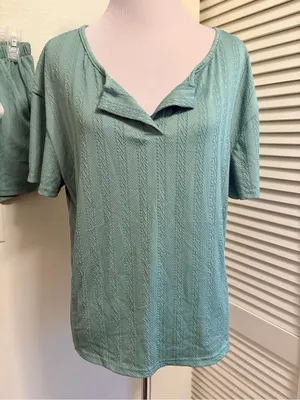 Cozy small Sage Green Textured Lounge & Pajama Set thumbnail 2