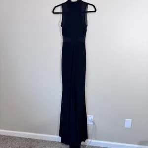 Betsy Adam Black Mesh Illusion Mesh Cut Out Maxi Dress Womens 0 Formal Black Tie thumbnail 7