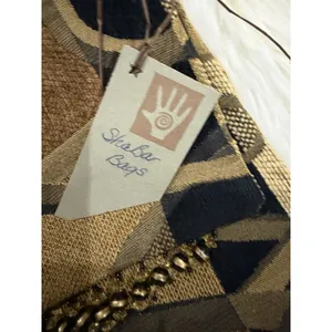 Geometric Tapestry Crossbody Purse Beaded Boho Artsy Y2K Eclectic Handbag thumbnail 5