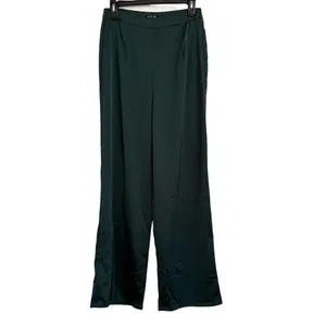 NEW Nasty Gal High Waist Green Satin Wide Leg Pants NWT Size 6 thumbnail 2