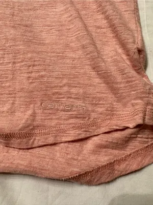 Carhartt Women’s Light Pink Hooded Henley Long Sleeve Top SZ M Granolagirl thumbnail 7