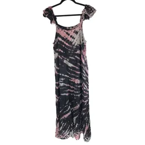 Raviya Tie-Dye Maxi Swimsuit Cover-Up Dress Black Pink Size M thumbnail 3
