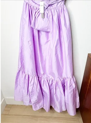 NWT Anthropologie Atsu Sally Bow One Shoulder Maxi Dress Lilac Purple XXS thumbnail 8