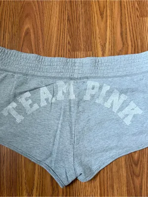 VTG Y2K Victoria's Secret PINK grey "Team Pink" low-rise booty shorts large. thumbnail 4