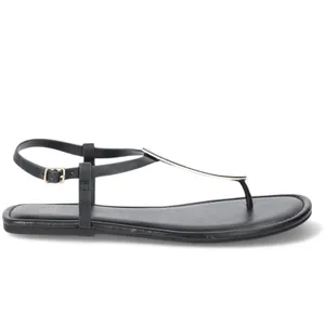 Time and Tru Womens Hardware T-Strap Flat Sandals Black Gold NWT Size 10 EU 41 thumbnail 5