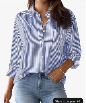 NEW Button Down Striped Classic Long Sleeve Collared Career Shirt S thumbnail 1