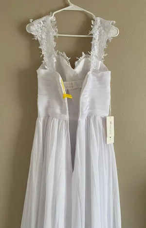 Mingda White Lace Floral Off The Shoulder Wedding Dress thumbnail 14