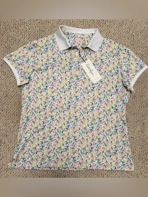 Walter Hagen Lady Hagen Lemon Floral Golf Polo Shirt UPF 50 NWT Large Preppy thumbnail 2