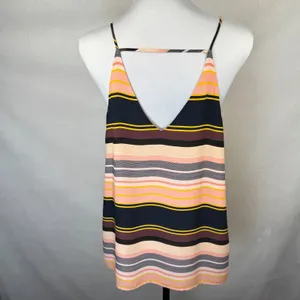 Loft Women Sz M Camisole Strappy Cami Multi Color Boho Horizontal Stripes thumbnail 4