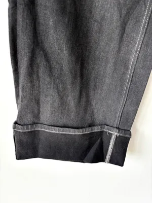 Halara High Waisted Wide Leg Jeans Faded Black Wash Cuffed Hem Baggy Loose Fit thumbnail 3